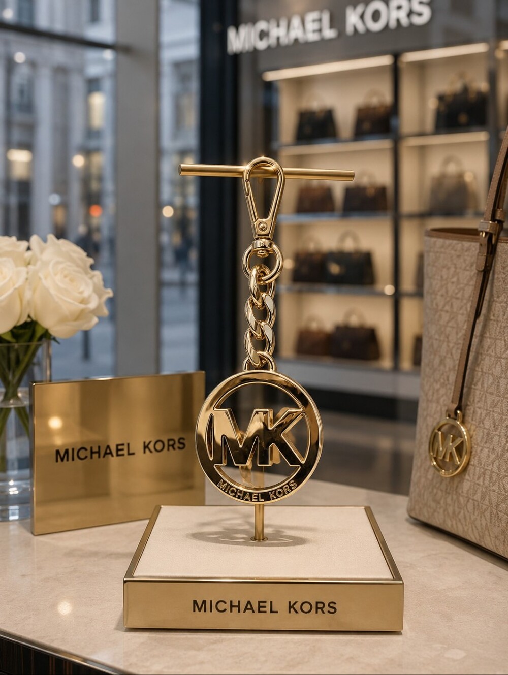 Michael Kors Gold MK Logo Keychain/Bag Charm